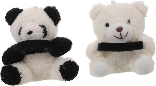 2 Stuks Schattige Panda Knuffelauto Zachte Beertjes voor Ruitenwisser Versnellingspook Creatieve Auto Accessoires voor Vrolijke Interieuraccenten Stressvermindering