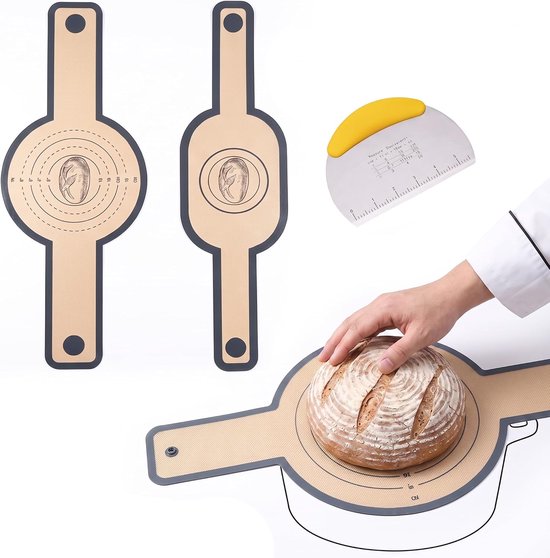 2 stuks siliconen bakmat voor Dutch Oven, broodlus met hittebestendige handgrepen, herbruikbare bakmat, broodbakpot, gietijzeren pan brood bakken (rond en ovaal)
