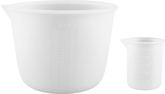 2 stuks siliconen maatbekers gietpoeder, 1000 ml/100 ml siliconen beker voor het gieten van hars, mengset voor het mengen van epoxyhars, gietvormen, waxen, siliconenrubber, sieraden maken