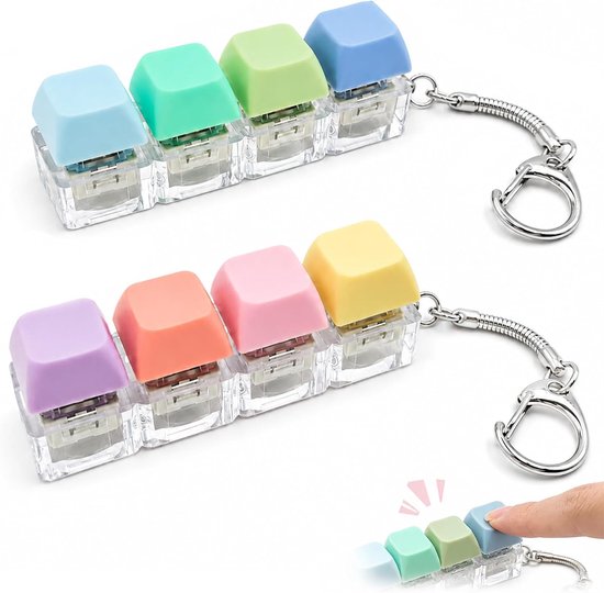 2 stuks sleutelhangers fidget toys toetsenbord anti-stress voor volwassenen speelgoed decompressie fidget toetsenbord lineair klik ter verlichting van stress decoratie tijd doorbrengen