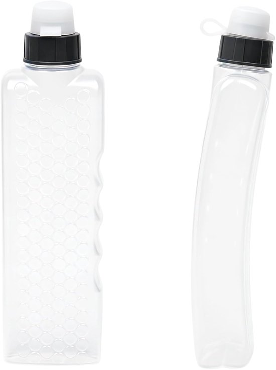 2 stuks sportdrinkfles, 350 ml, gebogen voor loopriem, fitnessdrinkfles om in te knijpen, antislip, lekvrij voor joggen, hardlopen, gym en outdoor