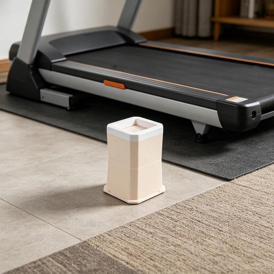 2 Stuks Stapelbare Treadmill Incline Riser Blocks Antislip Verstelbare Verhogers voor Thuis Gym Stevige Steunpoot Pads voor Nivelleren Hellende Training Beige