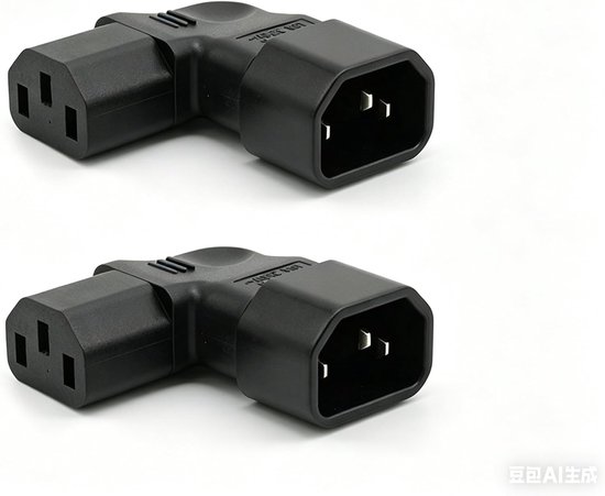 2 stuks stekker voor koud apparaat, haakse kabel 90 graden, IEC-stekker C14 naar C13-aansluiting, 3-polige 250 V 10 A-netkabel, geschikt voor computers en HDTV's