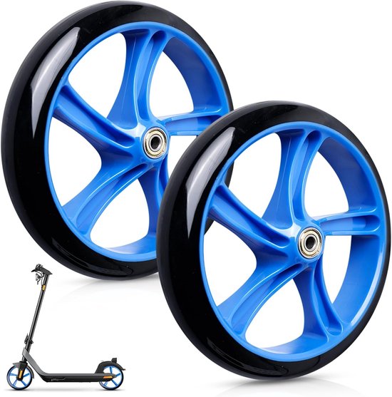 2 stuks stepwielen 200 mm, reservewielset 200 × 40 mm met ABEC 7-lagers, stepwiel voor step, compatibel met stad, stunt, rolstoelwiel voor
