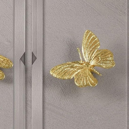 2 stuks stijlvolle messing vlinderlade-handgrepen voor commodes, meubelgrepen in antiek goud