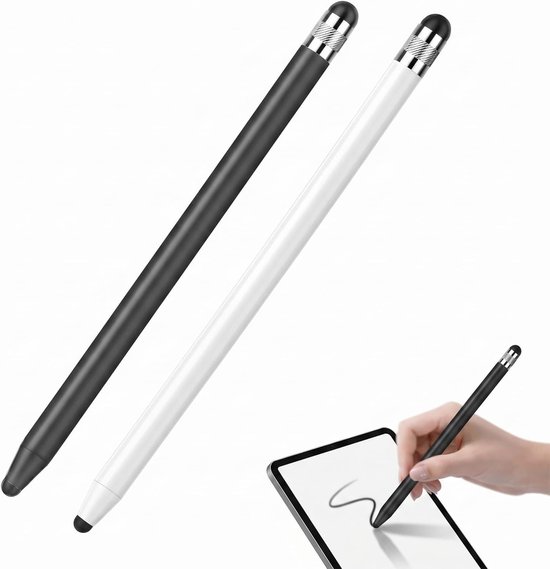 2 stuks stylus voor tablet, universele touchpen van siliconen voor touchscreens, 14,3 cm (zwart + wit)