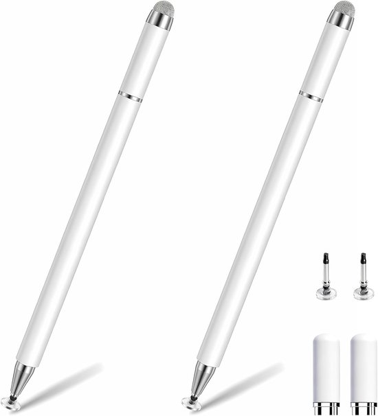 2 stuks styluspen, tablet pen pen voor tablet universeel voor touchscreen zonder batterij, nauwkeurige stylus 3-in-1 met fijne punt en ronde punt voor iPad Android