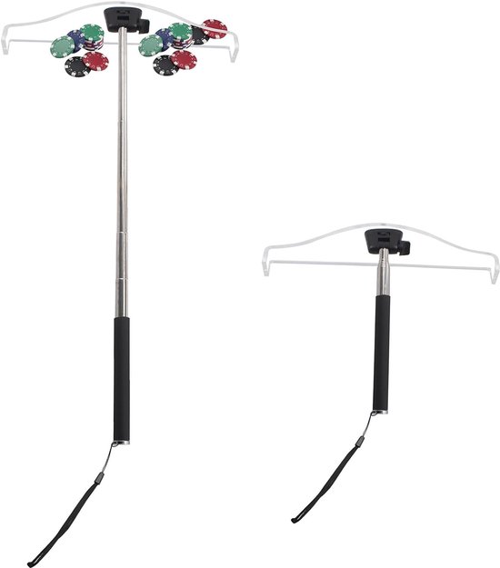 2 stuks telescopische chipschuivers transparant – met acryl opvangschep voor poker- en roulette-chips