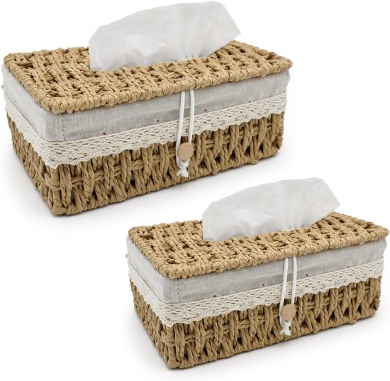 2 stuks tissueboxen, dispenser voor vochtige doekjes, geweven