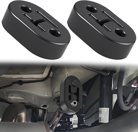 2 stuks uitlaatrubber, 2 gaten uitlaatdempers, 12 mm uitlaathanger, rubberen uitlaathouder, autogeluidsdemper, hittebestendige uitlaathouder, uitlaathanger voor de meeste auto's (2 stuks)