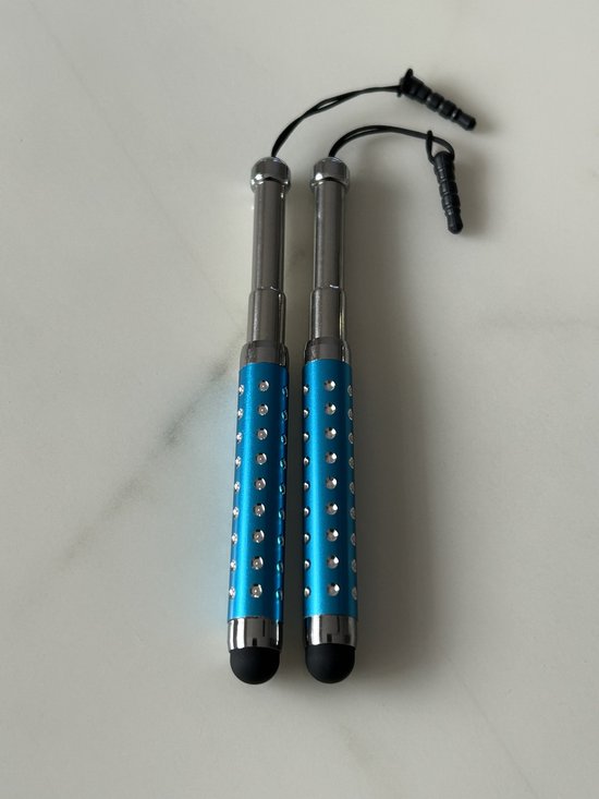 2 Stuks Uitschuifbare Touch Pen / Touchstift / Universeel / Compacte Stylus Pen / Touchscreen Pen / Tablet & Telefoon Touch Stift - Blauw