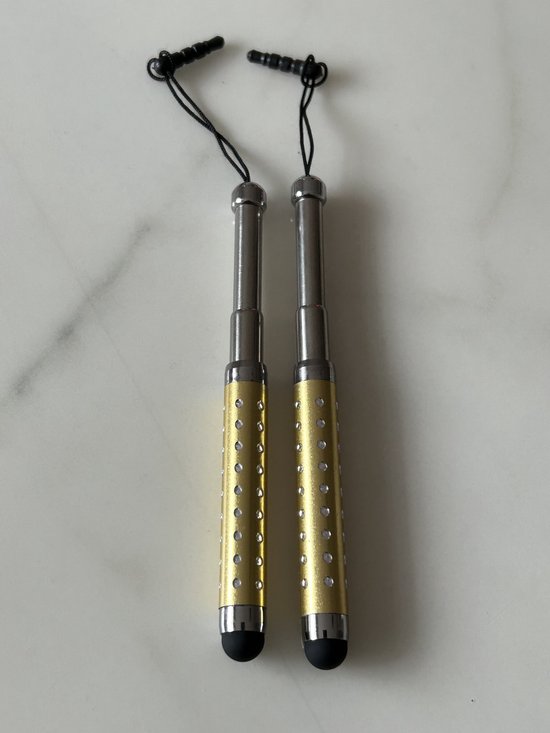 2 Stuks Uitschuifbare Touch Pen / Touchstift / Universeel / Compacte Stylus Pen / Touchscreen Pen / Tablet & Telefoon Touch Stift - Goud van Merkloos