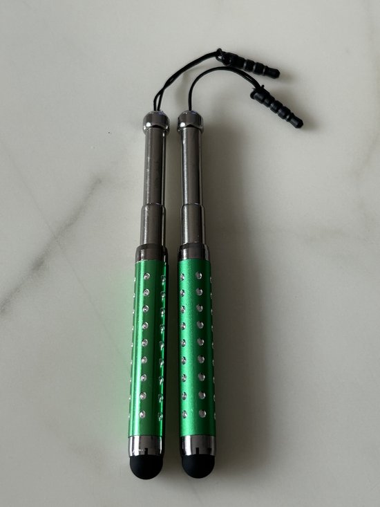 2 Stuks Uitschuifbare Touch Pen / Touchstift / Universeel / Compacte Stylus Pen / Touchscreen Pen / Tablet & Telefoon Touch Stift - Groen van Merkloos