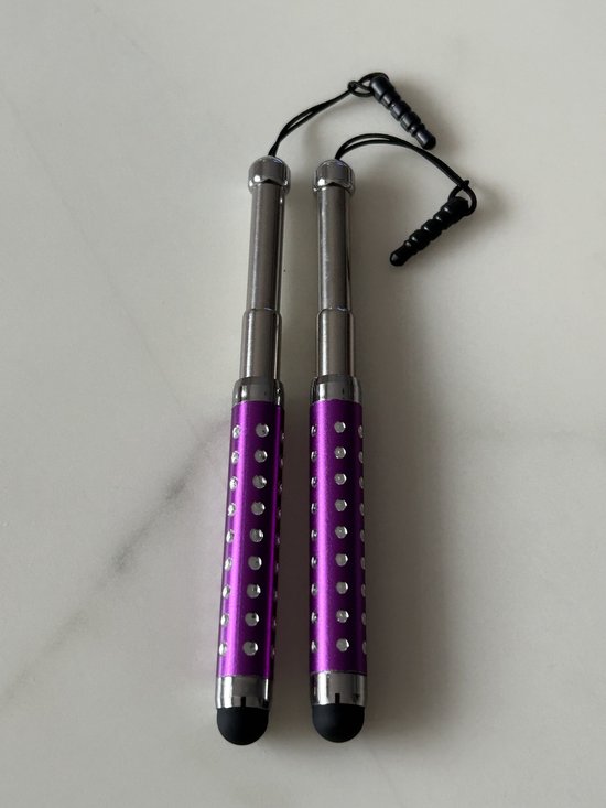 2 Stuks Uitschuifbare Touch Pen / Touchstift / Universeel / Compacte Stylus Pen / Touchscreen Pen / Tablet & Telefoon Touch Stift - Paars van Baseline®