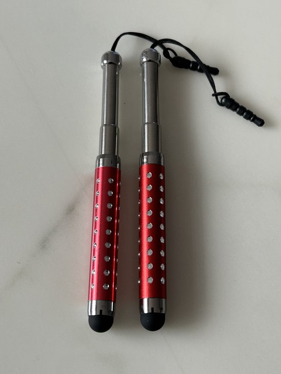 2 Stuks Uitschuifbare Touch Pen / Touchstift / Universeel / Compacte Stylus Pen / Touchscreen Pen / Tablet & Telefoon Touch Stift - Rood van Merkloos