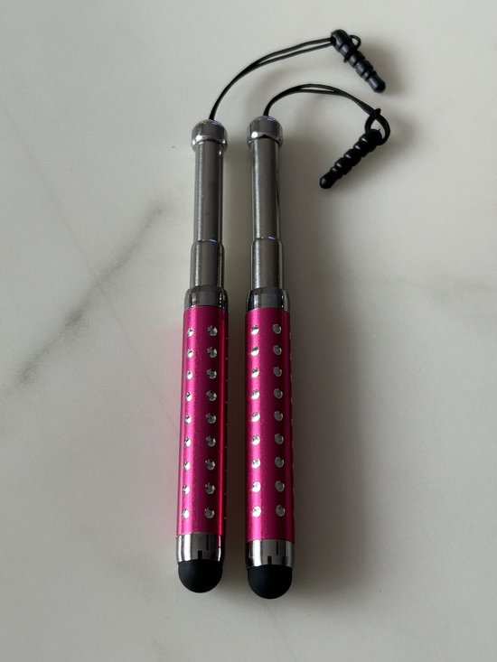 2 stuks Uitschuifbare Touch Pen / Touchstift / Universeel / Compacte Stylus Pen / Touchscreen Pen / Tablet & Telefoon Touch Stift - Roze