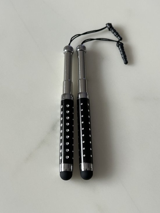 2 Stuks Uitschuifbare Touch Pen / Touchstift / Universeel / Compacte Stylus Pen / Touchscreen Pen / Tablet & Telefoon Touch Stift - Zwart van Merkloos