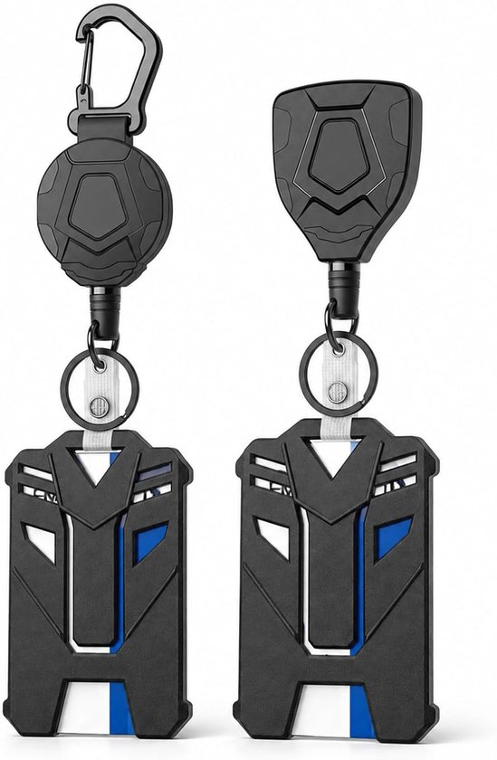 2 stuks uittrekbare sleutelhanger met badgehouder, uittrekbare badgehouder met riemclip, badgehouder met 60 cm staalkabel en sleutelring, uittrekbaar sleutelkoord, draagvermogen 8,0 oz