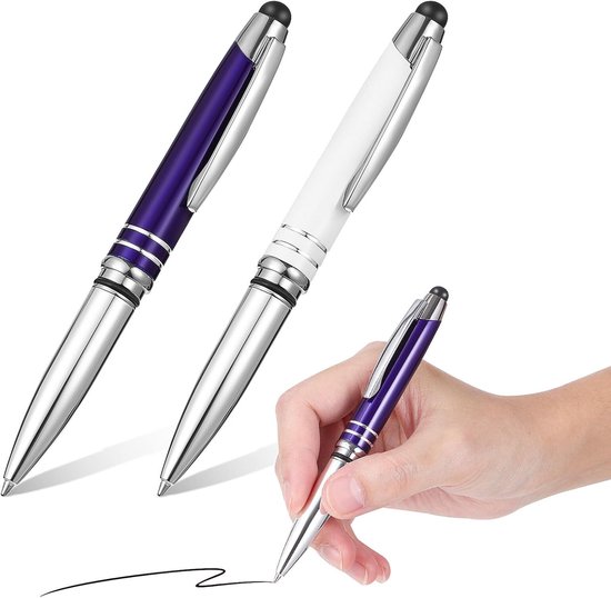 2 stuks verlichte balpen met stylus punt touchscreen balpen zwart voor universele tablet-smartphone