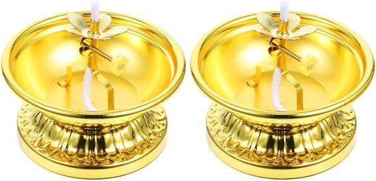 2 Stuks Verstelbare Koperen Olielamp Vintage Tibetaanse Boterlamp voor Binnen Decoratieve Kaars voor Meditatie Boeddhistische Tempels Desktop Olielamp Schotel