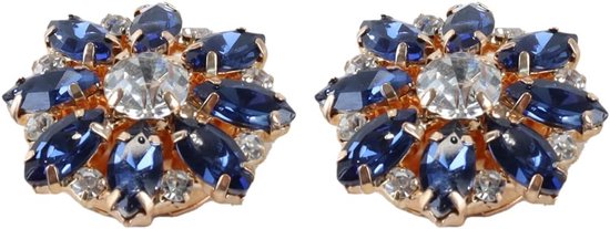 2 stuks verwijderbare strass-knoopclips – mouwbloemsieraden voor pakken/smokingen/overhemden, donkerblauw