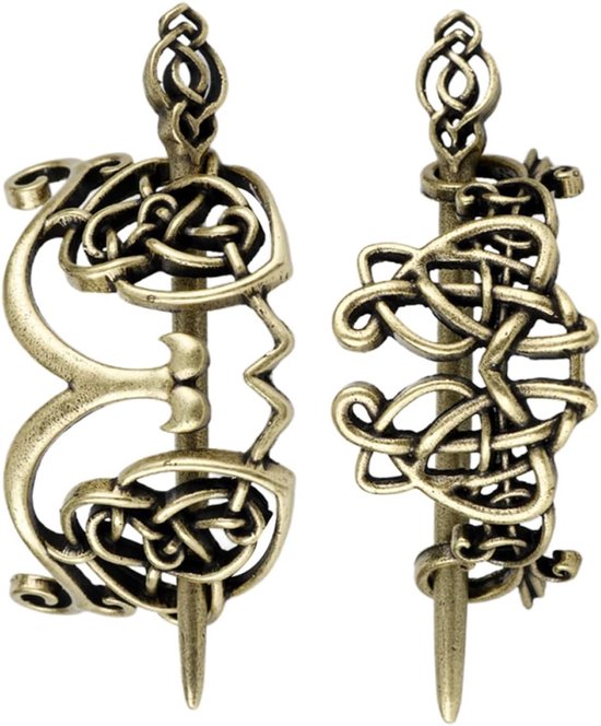 2 stuks Viking Stijl Metalen Haarspelden Creatieve Haarklemmen voor Vrouwen Bronzen Haaraccessoires voor Feestjes Casual Gebruik