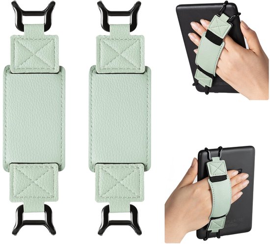 2-stuks Vingerhouder - Tablet polsbandje - Grip - Vingersteun - Accessoire polsbandje - Digitale accessoires - 15,5*4 cm - Comfortabele grip - Geschikt voor tablets of elektronische producten van 6-7,5 inch - Groen