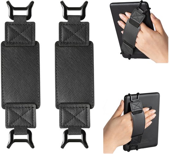 2-stuks Vingerhouder - Tablet polsbandje - Grip - Vingersteun - Accessoire polsbandje - Digitale accessoires - 15,5*4 cm - Comfortabele grip - Geschikt voor tablets of elektronische producten van 6-7,5 inch - Zwart