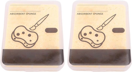 2 stuks violette rechthoek schildersponzen, absorberende zachte schuimkunstsponsset met opbergdoos, herbruikbare sponzen voor acrylverf knutselen auto aanrecht tegel muur vloer (Geel)