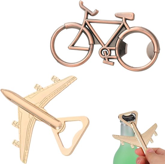2 Stuks Vliegtuig Fiets Kurkentrekker, Retro Metalen Kurkentrekker, Multifunctionele Keuken Benodigdheden, Creatieve Geschenken Voor Mannen.