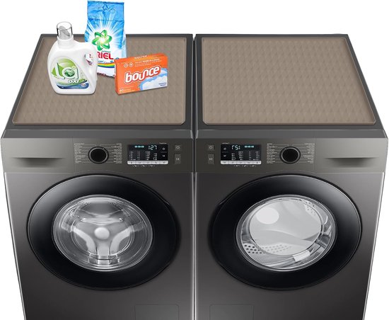 2 stuks wasmachine- en drogerhoezen voor de bovenkant, 23,6 x 19,7 inch siliconenrubberen mat voor lauriermachine en droger, antislip, zwaar belastbare, waterdichte wasbare beschermmat, pad voor was-