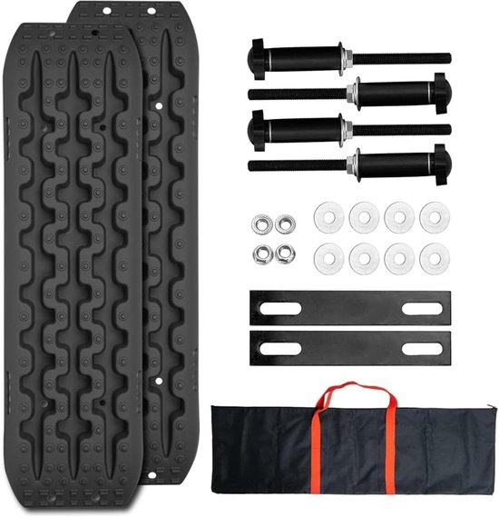 2 Stuks Zandplaten,10T Tractieplanken Offroad voor SUV en Auto,Zwart