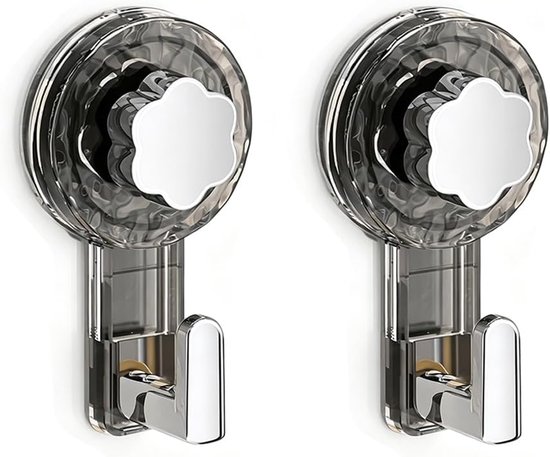 2 stuks zuignaphaken, extra sterk, handdoekhouder zonder boren voor badkamer, keuken, zuignap badkamer, zuignap met haak voor handdoeken, vacuümhaak, grijs en gegalvaniseerd
