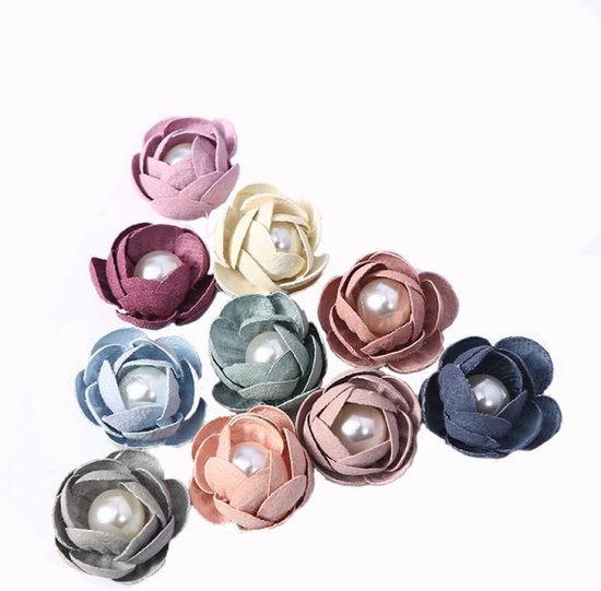 20 stuks 2,5 cm kleine kunstmatige bloemhoofden kleding decoratie accessoires parel bloemhoofden esthetische nepbloemen voor het maken van haaraccessoires, grijs