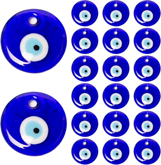 20 stuks 3 cm Nazar Boncuk hanger boze oog glas voor geluksbrenger | Voor doe-het-zelf halskettingen, armbanden, sieraden, blauwe oogdecoratie, Nazar Boncugu-decoratie