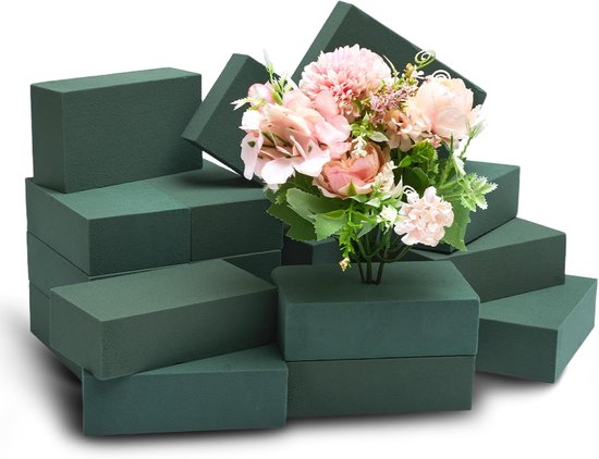 20 stuks bloemenschuimblokken, 14 cm L x 7 cm B x 4 cm H groen droog en nat bloemschuim voor verse en kunstbloemen, plantenschuim voor bruiloft, verjaardagen, feesten, woondecoraties