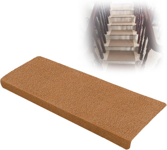 20 stuks Bullnose tapijt traptreden - zacht afpellen en opplakken, visgraatontwerp, 70 cm x 24 cm, antislipbescherming voor trappen, eenvoudige installatie, ideaal voor thuis en op kantoor