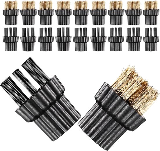 20 Stuks Delige Stoomreinigingsborstel Nylon Messing Borstelkoppen voor Keuken Badkamer Vloeren Vervangende Accessoires voor Handheld Stoomreiniger Effectieve Reiniging in Nauwe