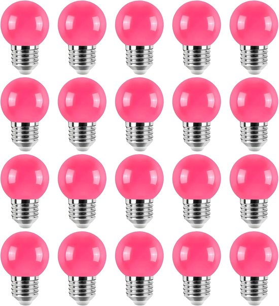 20 stuks E27 gekleurde ledlampen peervorm kleurrijke druppellamp gloeilampen biertuin lichtketting feestverlichting roze
