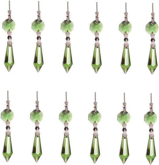 20 Stuks Groene Octagonale Kristalhangers Decoratieve Prisma Kralen voor DIY Kroonluchters Reflecterende Raamdecoratie Sfeervolle Verlichting