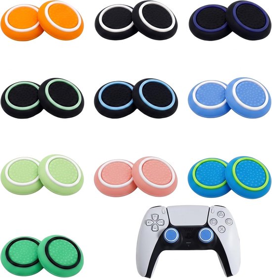 20 stuks joystick-rubberen buffers voor E, analoge doppen van antislip siliconen voor controller en beschermingsset met 10 kleurrijke stijlen voor professioneel gamen