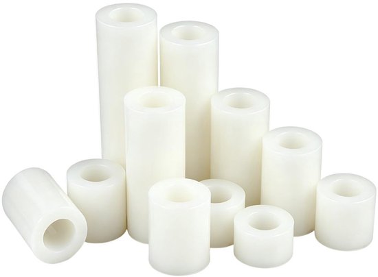 20 Stuks Kunststof Afstandshulzen voor M6 Schroeven - Witte ABS Ronde Afstandshouders Kunststof Afstandshulzen Zonder Draadbus Isolatie Ringen Afstandshuls, M6×11×12mm