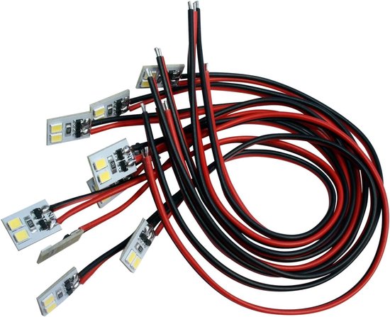 20 stuks LED-huisverlichting 10x10mm Wit koudwit warmwit met kabel 20cm 12-18 V STK. (koudwit)