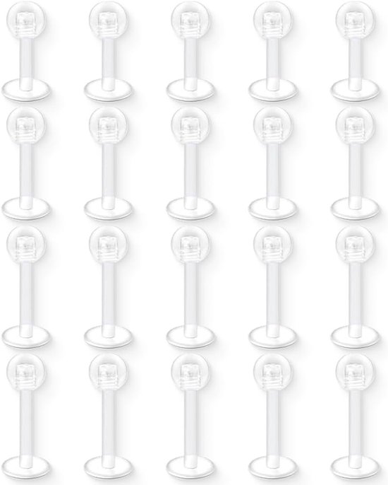 20 stuks lippiercings, lichaamspiercing, transparant, wenkbrauwen