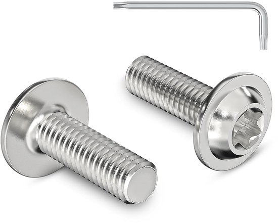 20 stuks M4 x 12 mm lenskopschroeven met flens torxaandrijving roestvrij staal A2 V2A schroeven volledige schroefdraad met torx-sleutel