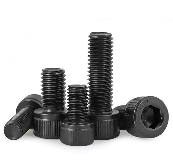 20 stuks M4 X 12mm Zeskantkopbout met Inbus - Cilinderzeskantkopbouten Volledig Gemonteerde Bouten RVS 304, Zwart