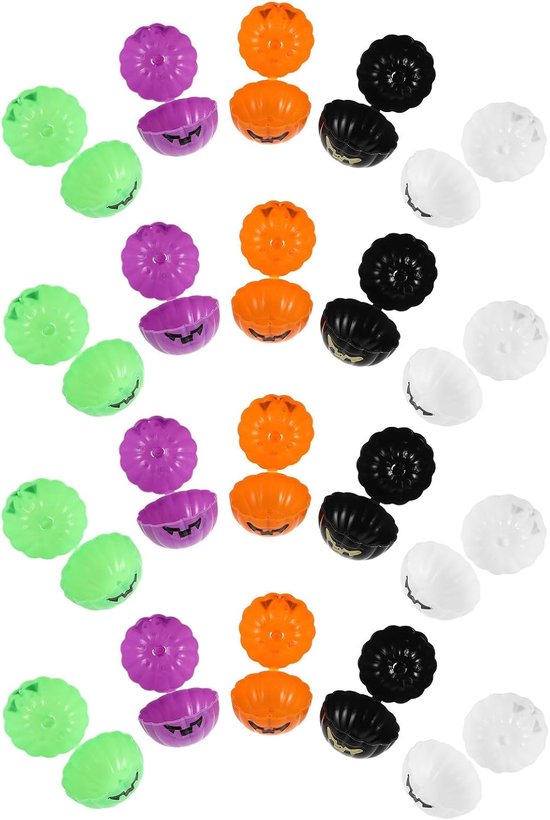 20 Stuks Mini Pompoen Candy Containers met Halloween Trick Treat Doosjes Plastic Pompoenvormige Snoepdozen voor Feestdecoratie Opbergdoosjes Mix van Kleuren Willekeurige Kleur