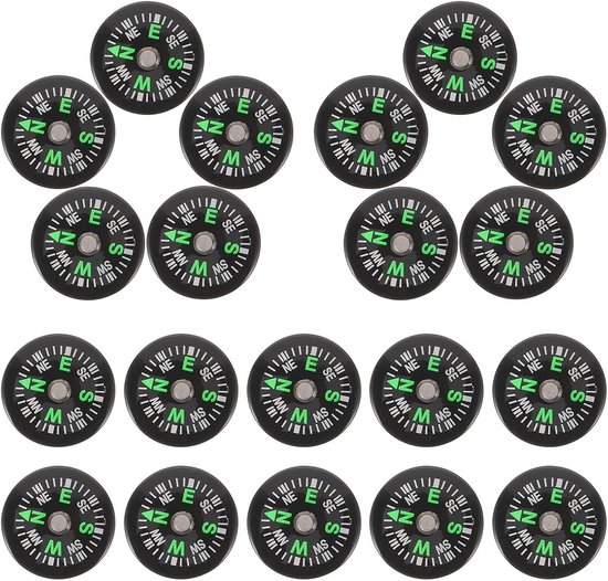 20 Stuks overlevingskompas Pocket Compasses Compact plastic Black