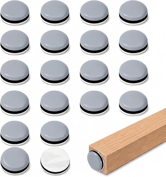 20 Stuks PTFE Meubelglijders Zelfklevend Ø20 mm, Ronde Stoelglijders voor Stoelen, Tafels en Krukken, Meubelglijders voor Parket, Laminaat, Tegels, Hout en Tapijt