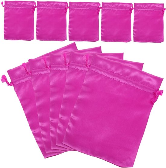 20 Stuks Satijnen Haarzakjes met Trekkoord Stofvrije Opbergzakken voor Pruiken Haarverlengingen Compact Lichtgewicht Reistas Organizer voor Thuis Salongebruik